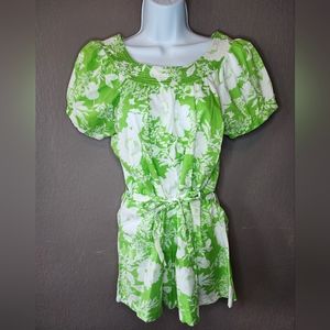 In Moda Green & White Floral Dress